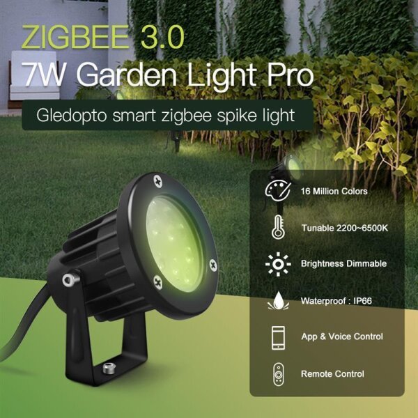 Gledopto ZigBee Pro RGB+CCT LED Gartenstrahler Connect 7W IP66 GL-G-003P
