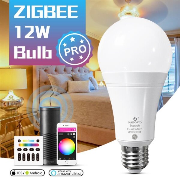 Gledopto LED E27 Leuchtmittel ZigBee 3.0 Pro RGBCCT Farbwechsel Steuerung 12W